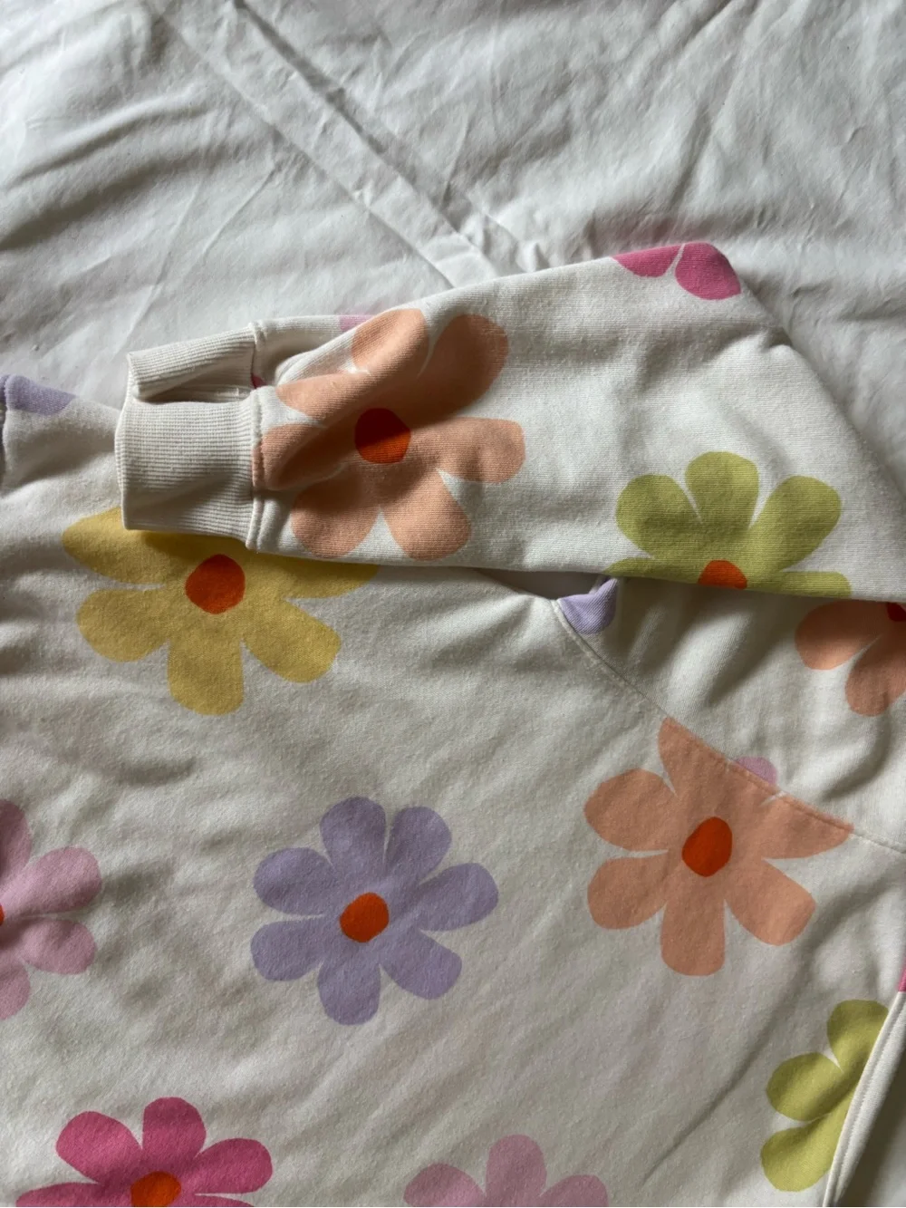 Old Navy Cream Sweatshirt with Pink, Yellow, Peach & Lavender Floral Print